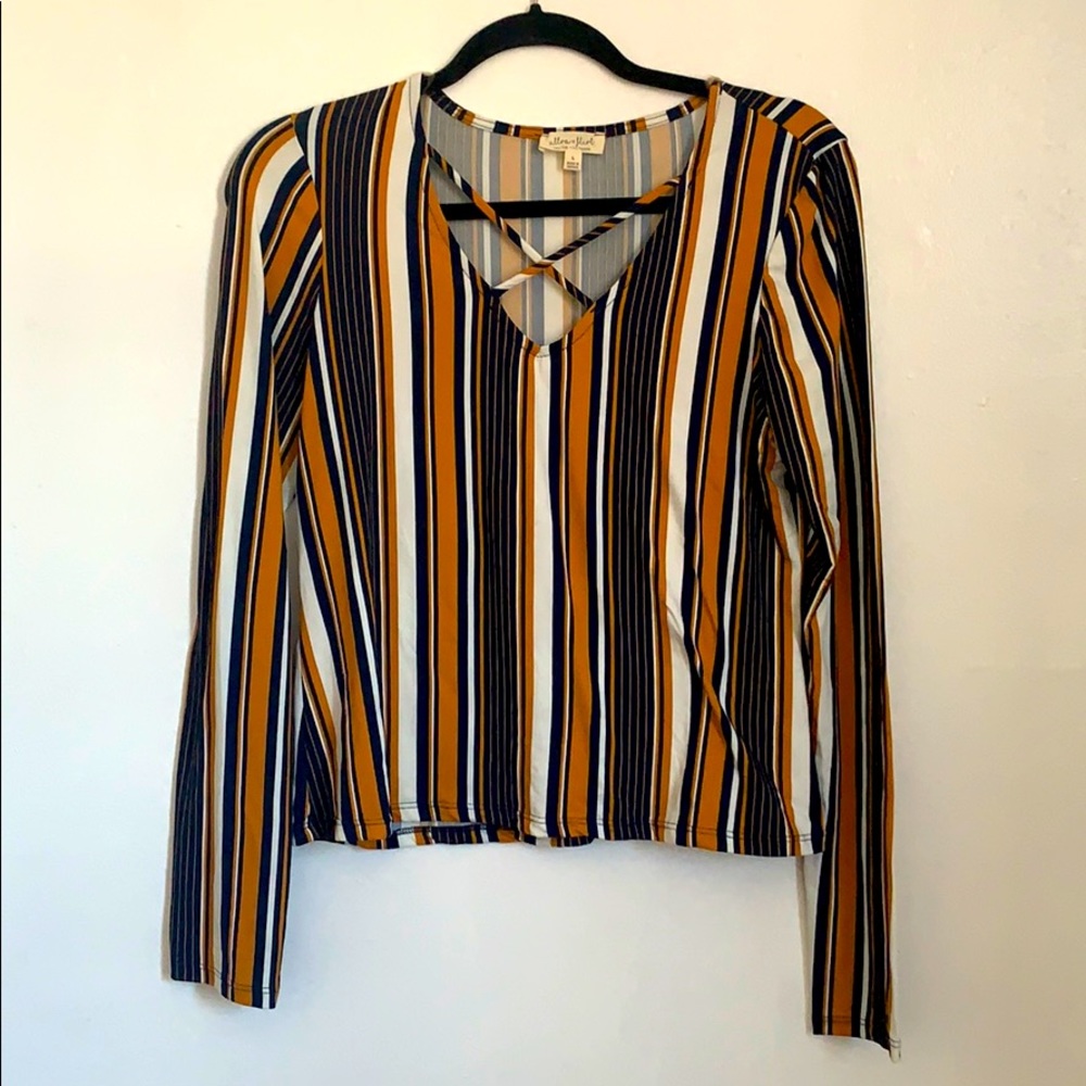 Ultra flirt striped top with criss cross front
